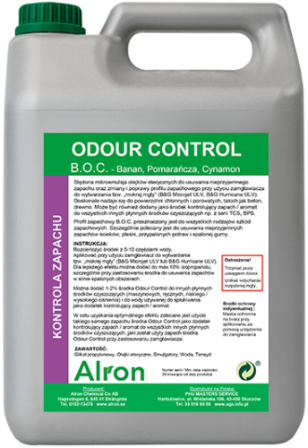 ODOUR CONTROL B.O.C. do usuwania nieprzyjemnego zapachu oraz zmiany i poprawy profilu zapachowego ŚCIEKI PLEŚŃ PRZYPALONE POTRAWY SPALONA GUMA