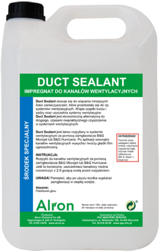 DUCT SEALANT wiąże cząstki kurzu i sadzy oraz uszczelnia systemy wentylacyjne