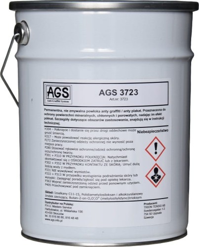 AGS 3723 KOLOR wg RAL i NCS 100l barwiona powłoka antygraffiti i antyplakat na elewacje tynkowe i betonowe