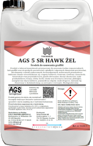 AGS 5SR HAWK żel usuwanie graffiti odporna chemicznie powierzchnia gładka, lakierowane metale, tworzywa sztuczne, znaki, czyszczenie śladów po taśmach i kleju